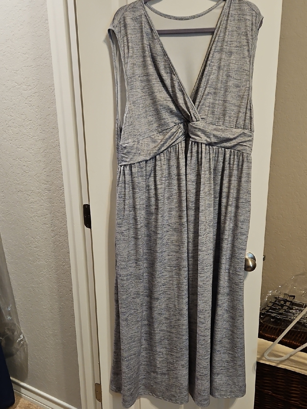 Source Unknown Light Heather Gray Sleeveless Knot-Front Maxi Dress